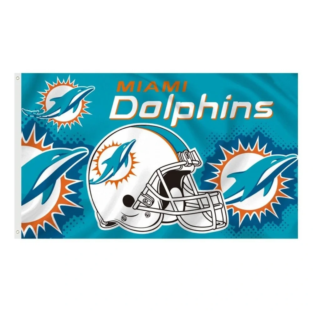 NFL Miami Dolphins 3x5 Flag White Helmet Graphic Blue Orange Football Banner